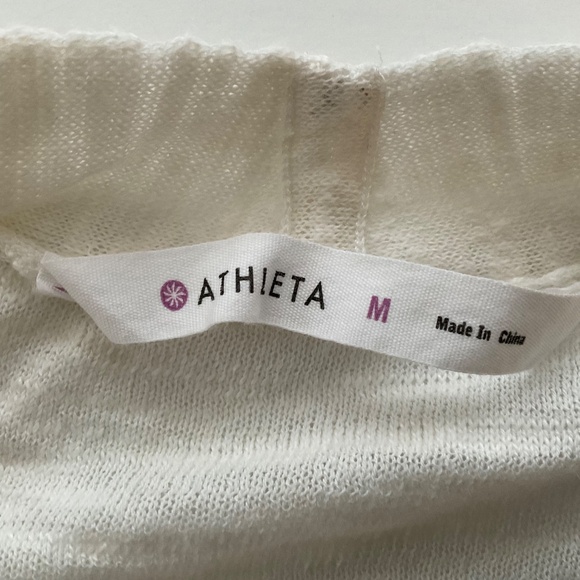 Athleta Open Front Duster Cardigan Sz M White Lightweight Boho Lagenlook Breezy - Picture 3 of 10